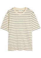NN07 Pedro Striped-knit Cotton T-shirt Navy