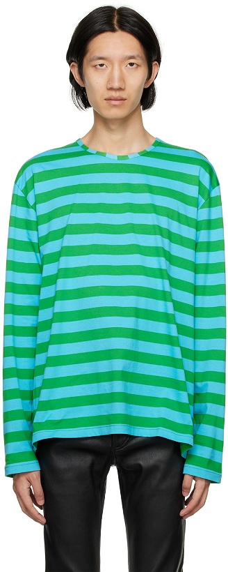 Photo: SUNNEI Green & Blue Striped Long Sleeve T-Shirt