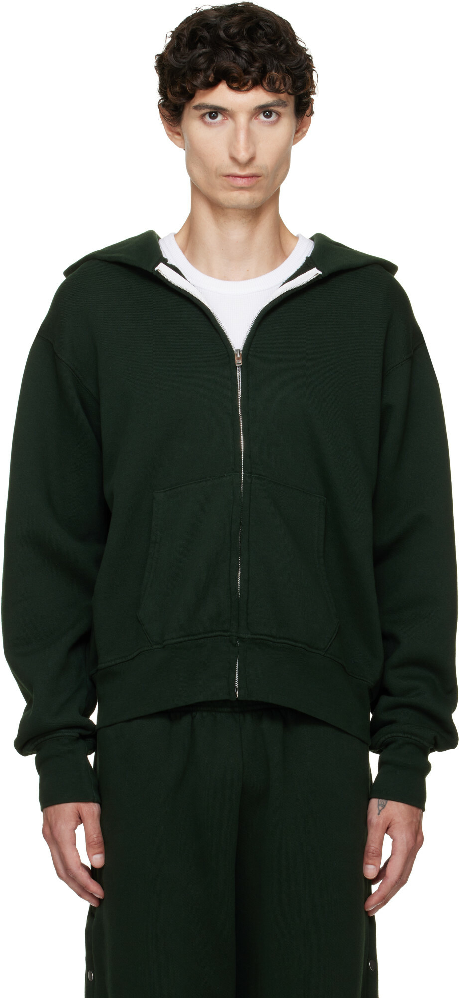 Les Tien Green Heavyweight Zip Hoodie