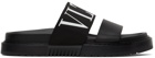 Valentino Garavani Black Logo Slide Sandals
