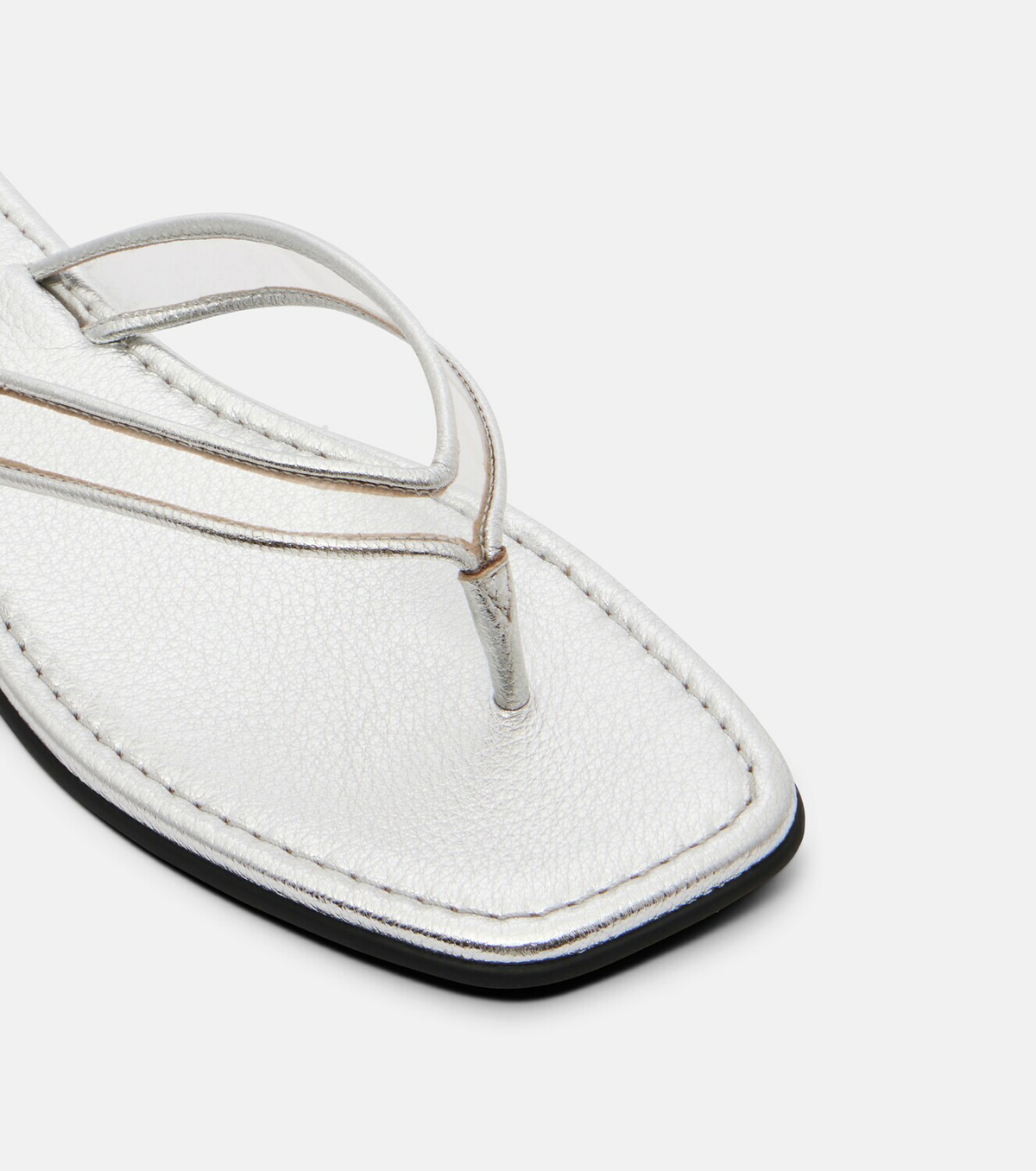 Veronica Beard Clea leather-trimmed PVC thong sandals
