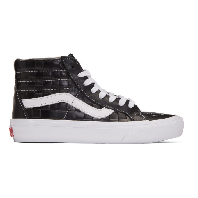 Photo: Vans Black Checkerboard Leather Sk8-Hi Reissue VI Sneakers