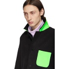 Harris Wharf London Black and Green Polaire Dropped Shoulders Jacket