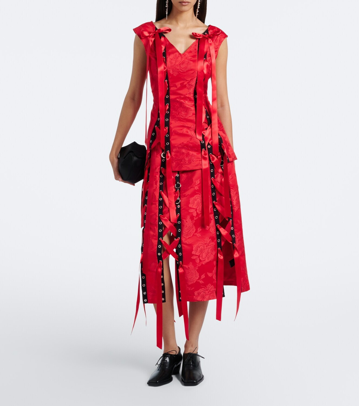 Simone Rocha Bow-detail floral brocade top