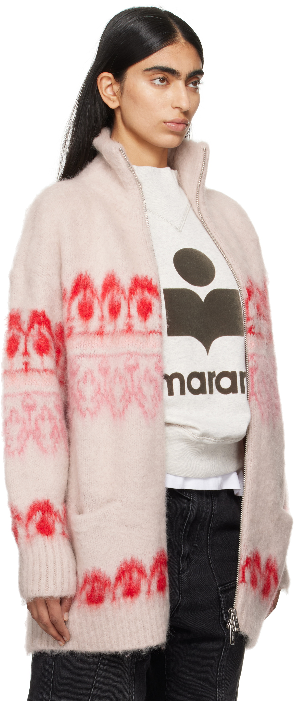Isabel Marant Etoile Off-White & Red Deloris Coat Isabel
