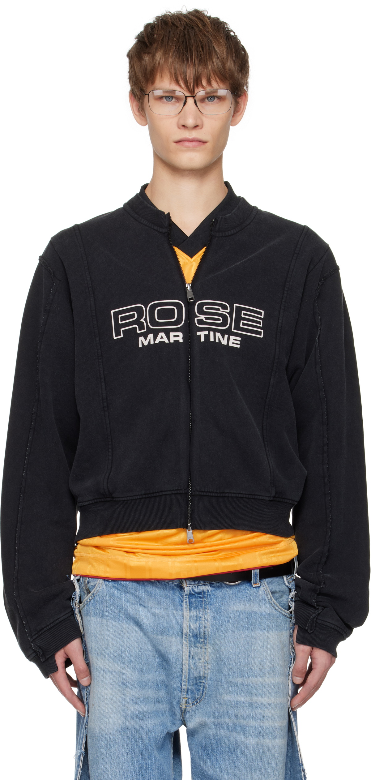 Martine Rose SSENSE Exclusive Black Shrunken Zip-Up