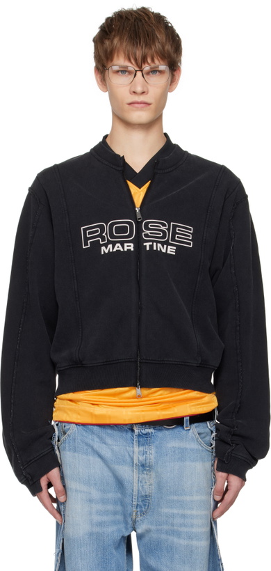 Photo: Martine Rose Black Shrunken Zip Up Crew Sweatshirt
