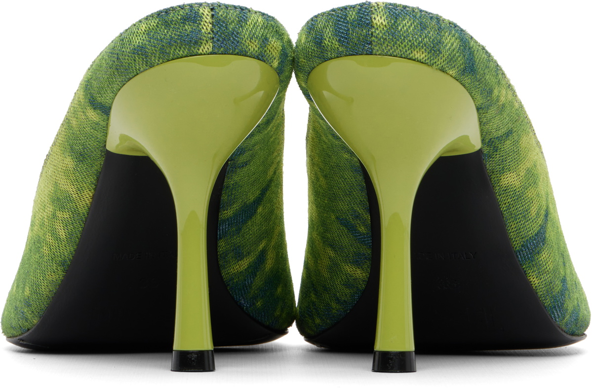 Diesel Green D-Diam's-High Denim Mule Heeled Sandals