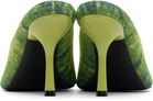 Diesel Green D-Diam's-High Denim Mule Heeled Sandals