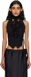 Ann Demeulemeester Black Zipora Peak Lapel Backless Waistcoat Vest