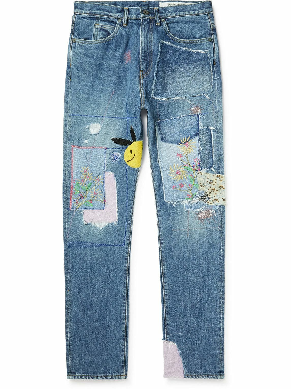 KAPITAL - OKABILLY Straight-Leg Patchwork Embroidered Jeans - Blue