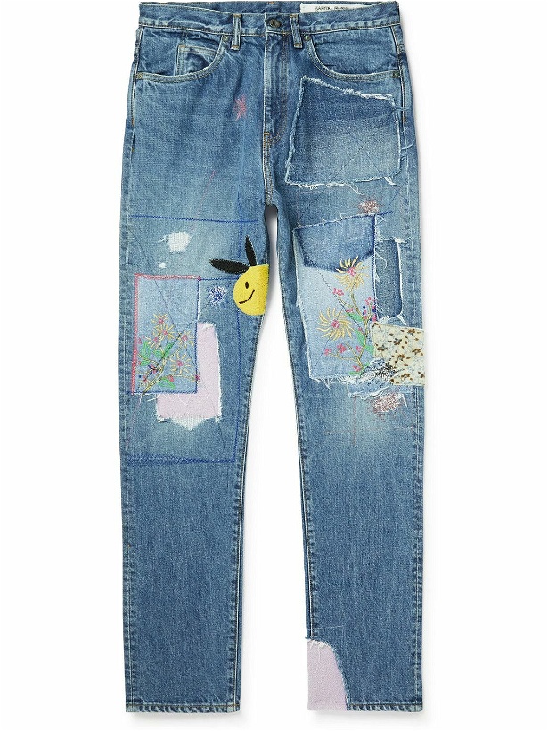 Photo: KAPITAL - OKABILLY Straight-Leg Patchwork Embroidered Jeans - Blue