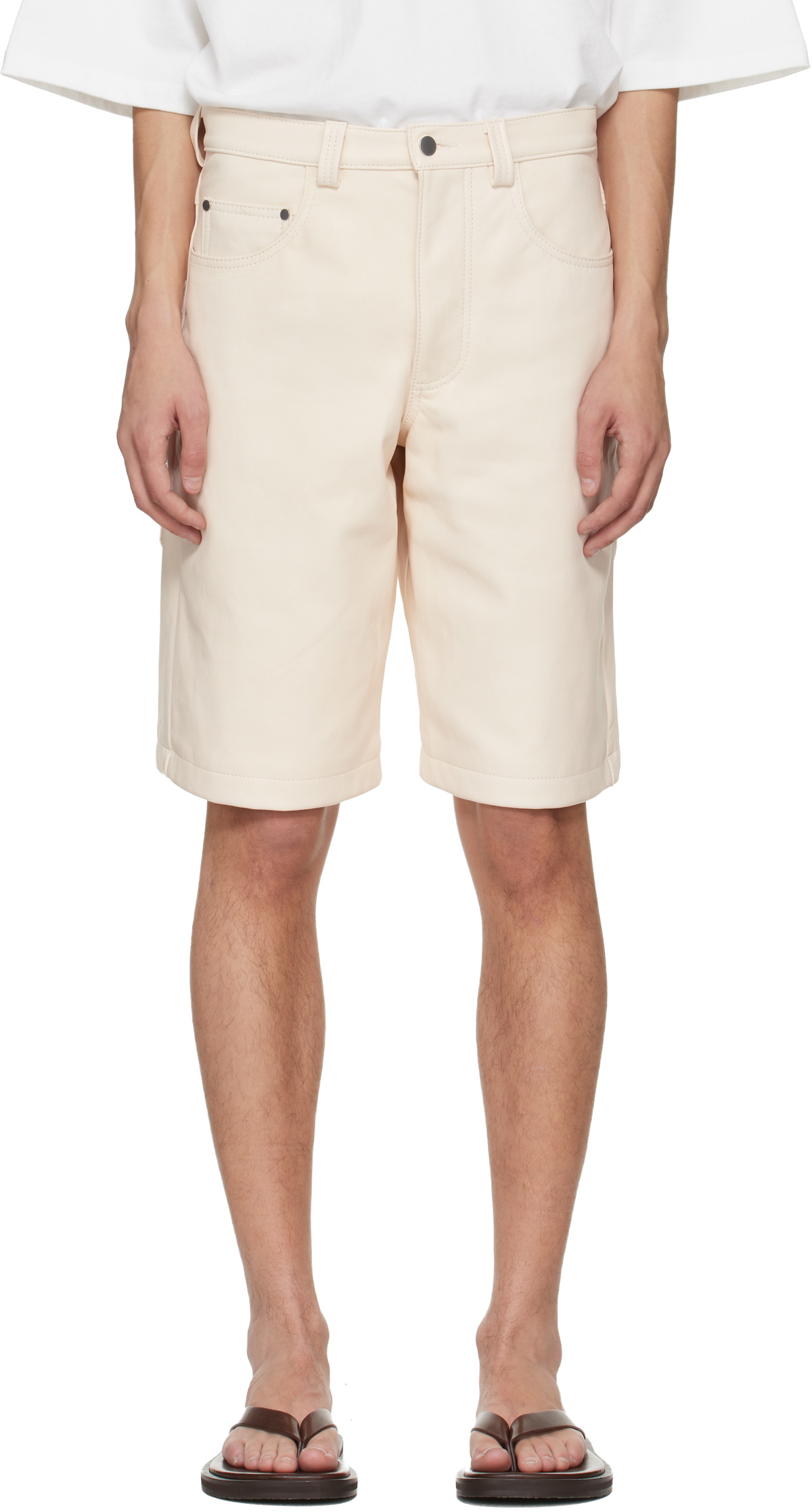 colbo Off-White Big Pocket Leather Shorts