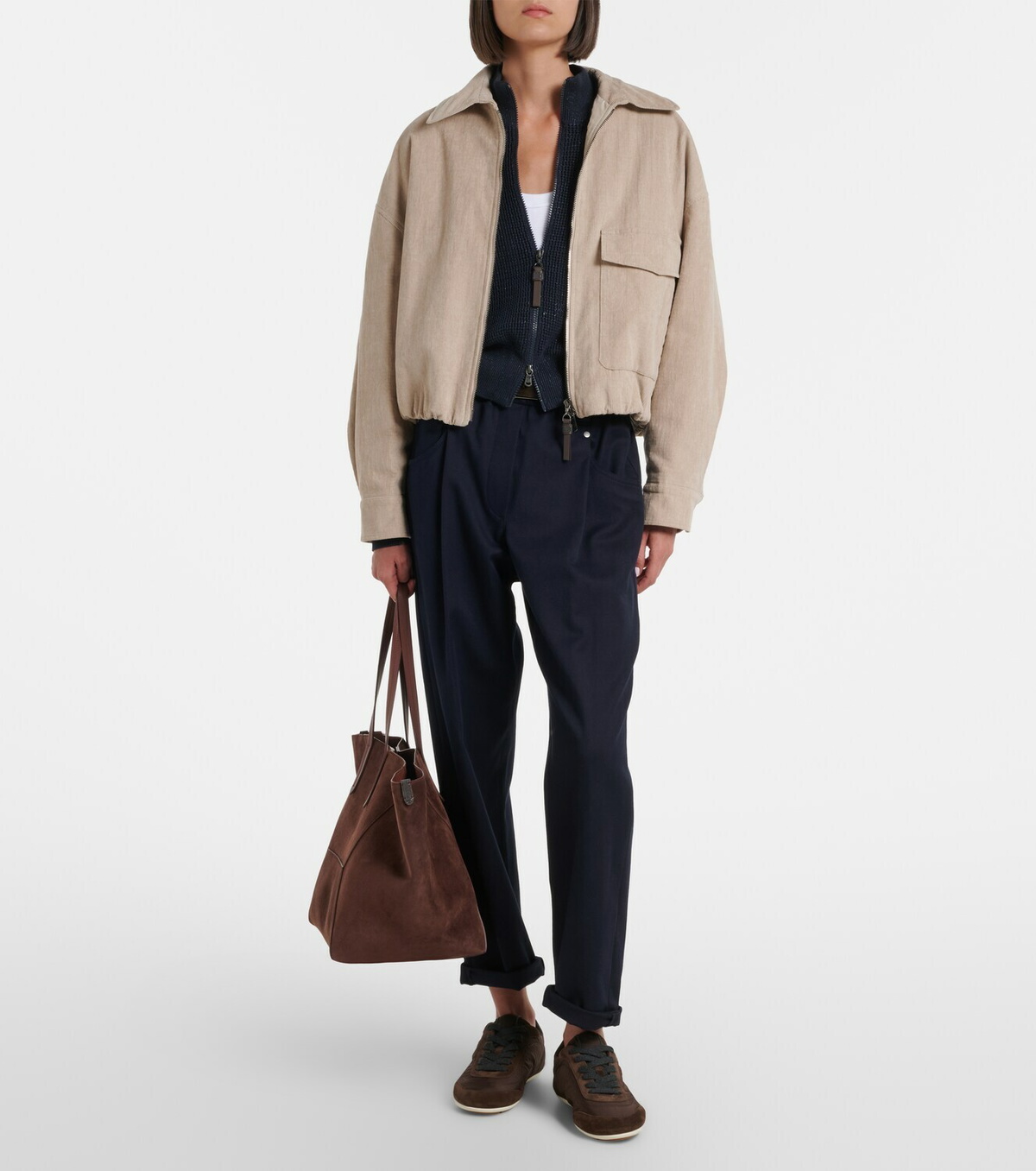 Brunello Cucinelli Monili suede-trimmed sneakers