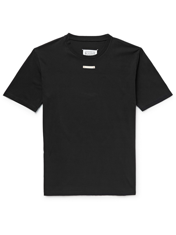 Photo: Maison Margiela - Appliquéd Cotton-Jersey T-Shirt - Black