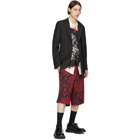 Alexander McQueen Black and Red Ivy Creeper Shorts
