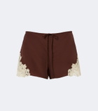 De La Vali Elia lace-trimmed crêpe de chine shorts
