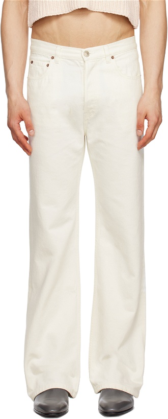 Photo: Husbands White Button-Fly Jeans
