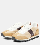 Hogan Leather-trimmed suede sneakers