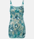 Rachel Gilbert Pierre beaded floral-appliqué minidress