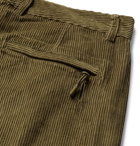 Folk - Signal Tapered Pleated Cotton-Corduroy Trousers - Brown