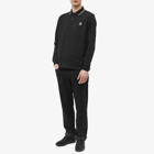 Stone Island Men's Long Sleeve Patch Polo Shirt in Black