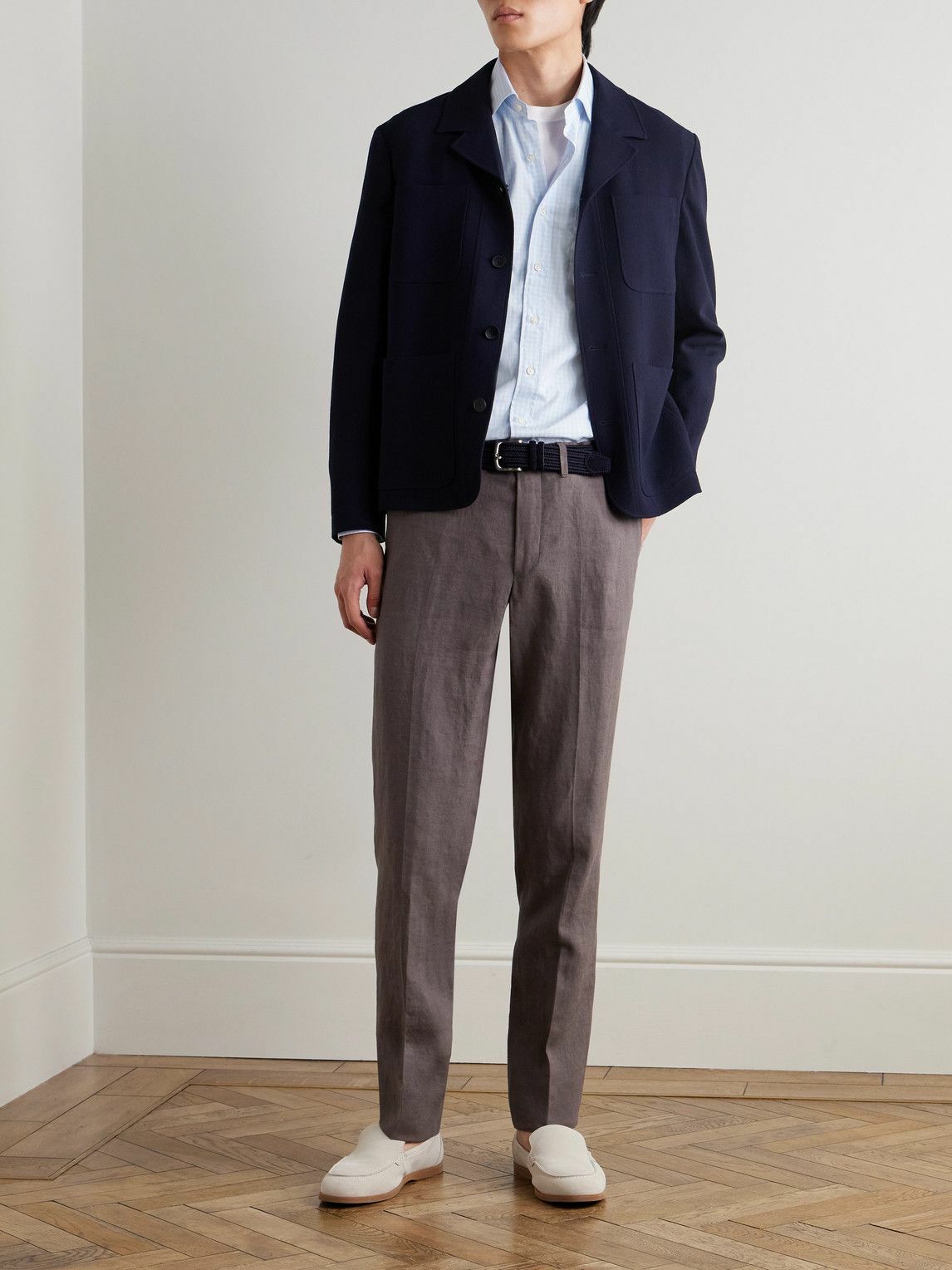 Sid Mashburn - Spread-Collar Checked Cotton-Poplin Shirt - Blue