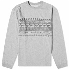 And Wander Men's x Maison Kitsuné Long Sleeve Nordic Border T-Shirt in Grey