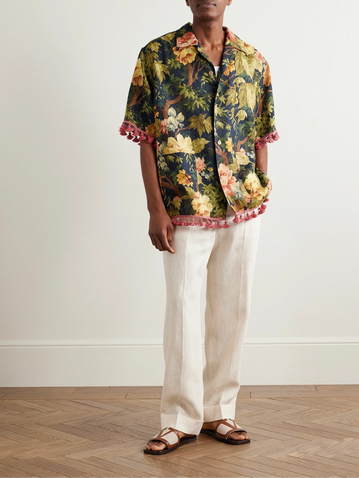 Valentino Garavani - Tapered Linen Trousers - White