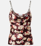 Rabanne Chain-detail floral satin top