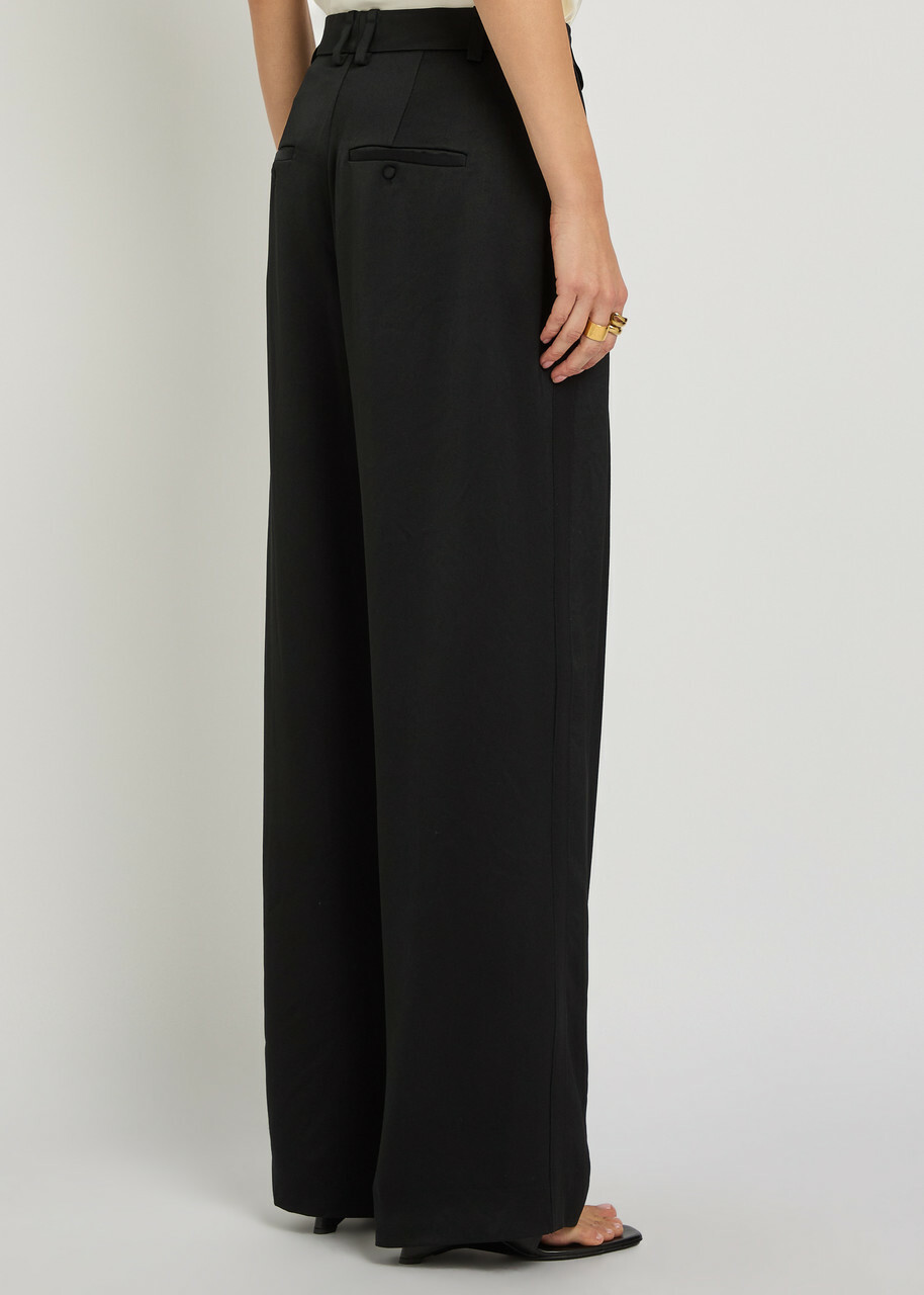 Vince Panelled Straight-leg Satin Trousers Black