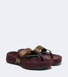 Dries Van Noten Satin and leather thong sandals