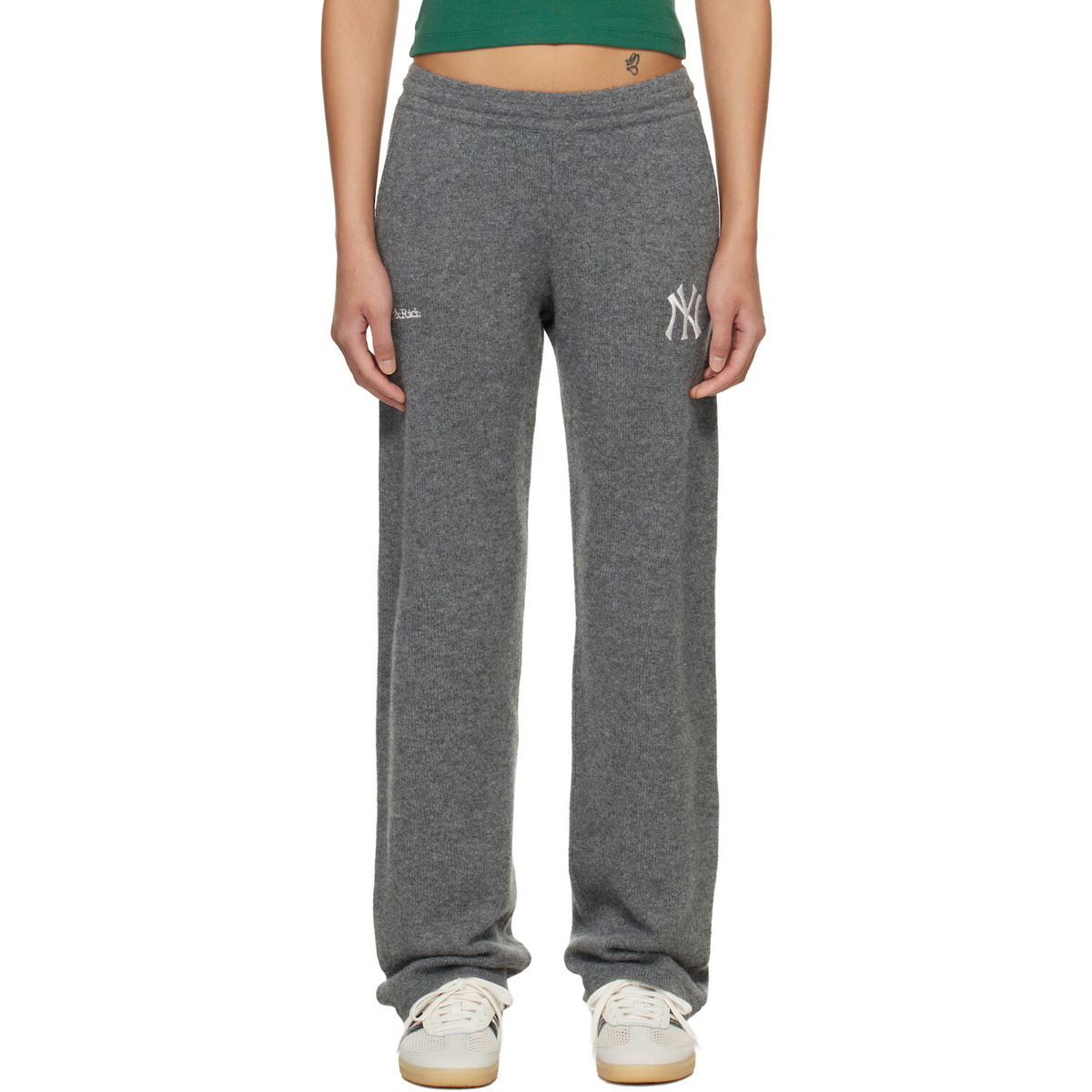 Sporty & Rich Gray Heritage Yankees Serif Cashmere Lounge Pants
