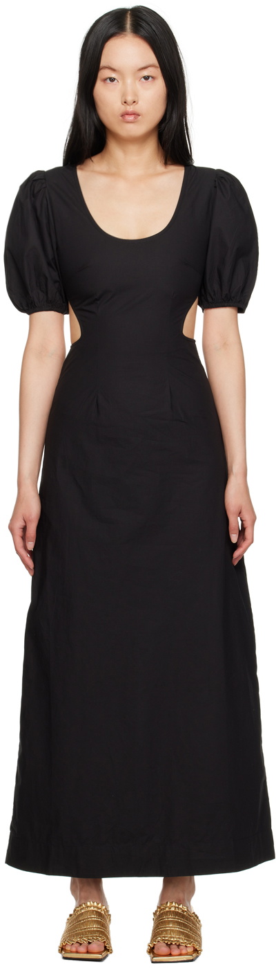 GANNI Black Cutout Midi Dress GANNI