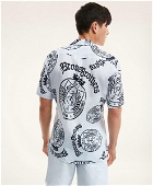 Brooks Brothers Men's Et Vilebrequin Bowling Shirt in the Seal of Approval Print | Navy