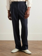 Stòffa - Straight-Leg Pleated Wool Suit Trousers - Blue
