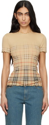 Burberry Beige Gradient Check Stretch Cotton T-shirt
