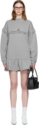 SHUSHU/TONG Gray Raw-Edge Wave Collar Tuck Detail Sweatshirt Minidress