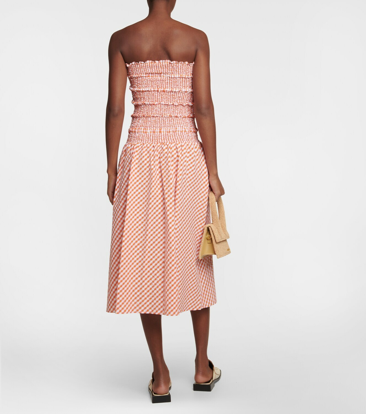 ワンピース KENZO Gingham Babydoll Dress Golden Yellow FD52RO1139RU40 FD Yellow Gingham Sleeveless Tiered Charlie Midi Dress