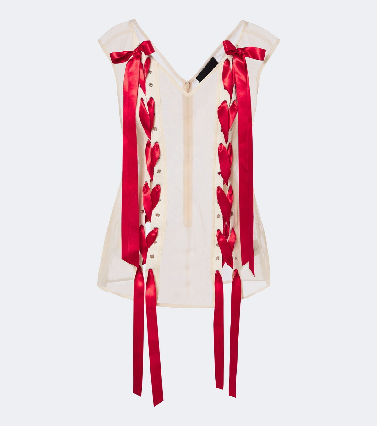Simone Rocha Unraveling bow-detail sheer top