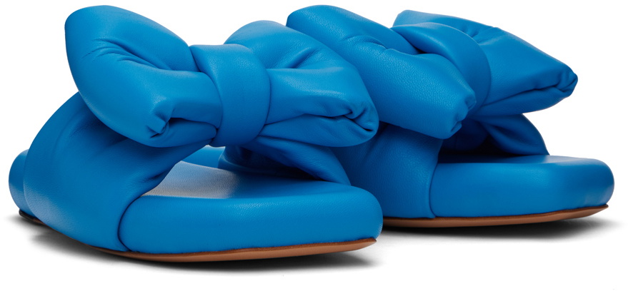 サンダル・ミュール Bow Padded Slides - Off White - Blue - Leather Off-White Blue Bow Padded Slides Off-White