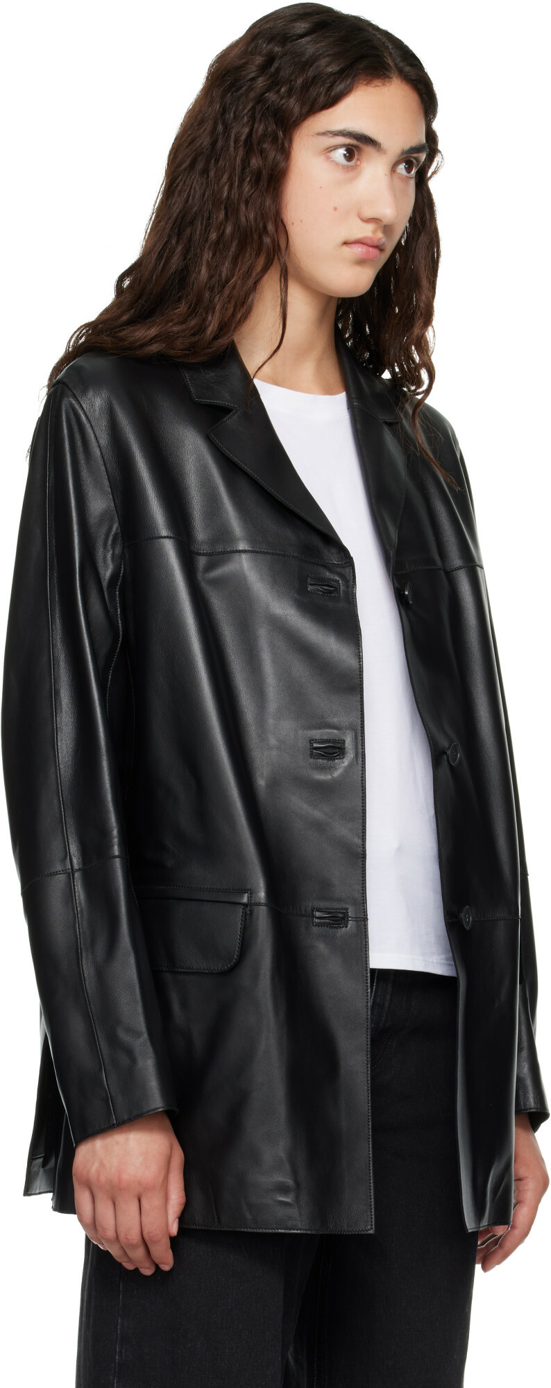 Loulou de Saison Black NARI Straight Leather Jacket