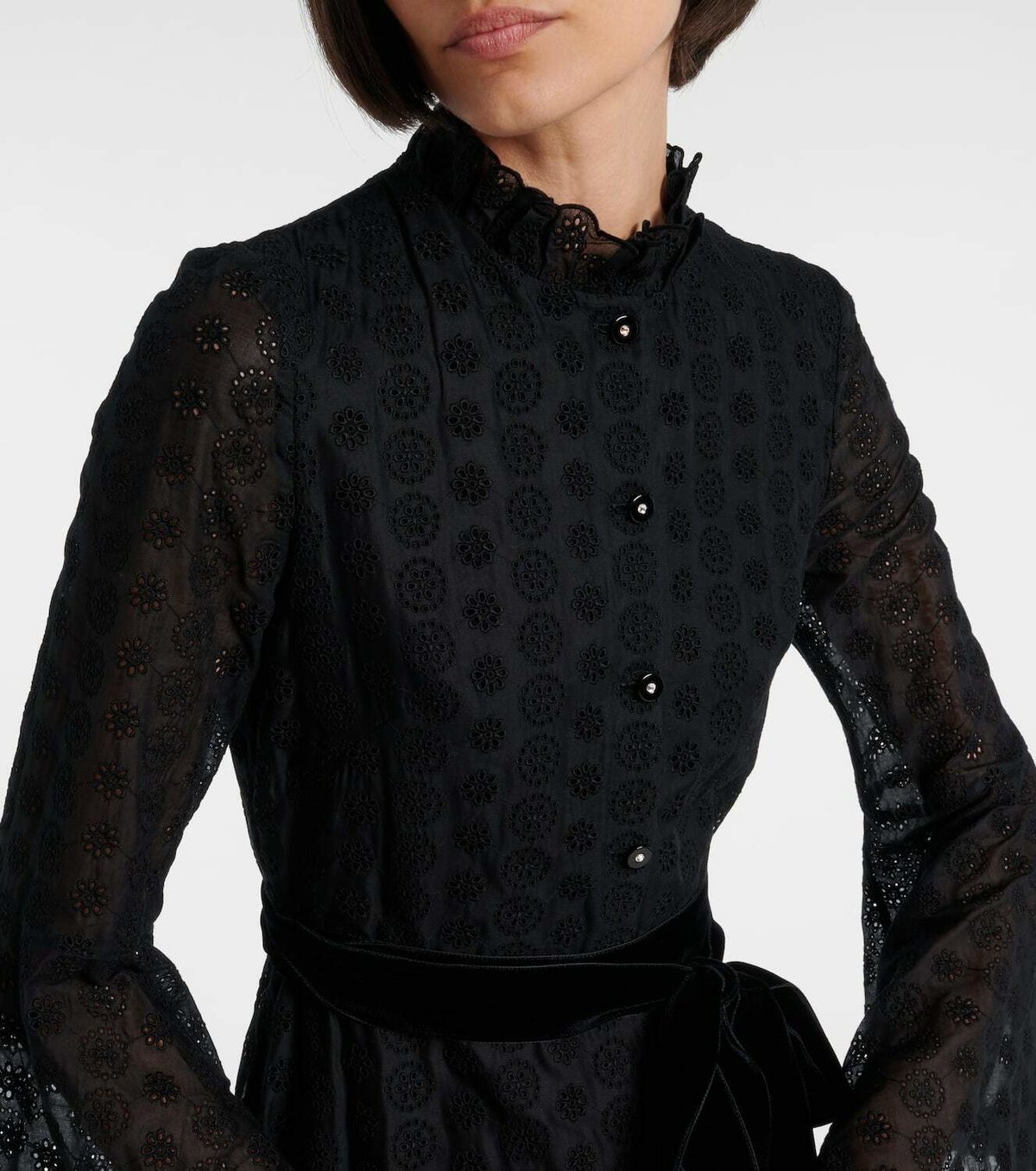 Valentino Daisy Sangallo belted cotton shirt dress