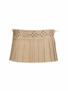 LUDOVIC DE SAINT SERNIN - Pleated Studded Denim Mini Skirt