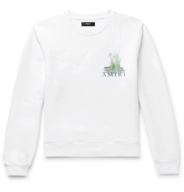 Photo: AMIRI - Logo-Print Loopback Cotton-Jersey Sweatshirt - White