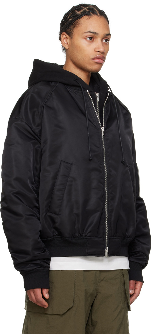 Juun.J Black Detachable Hood Bomber Jacket