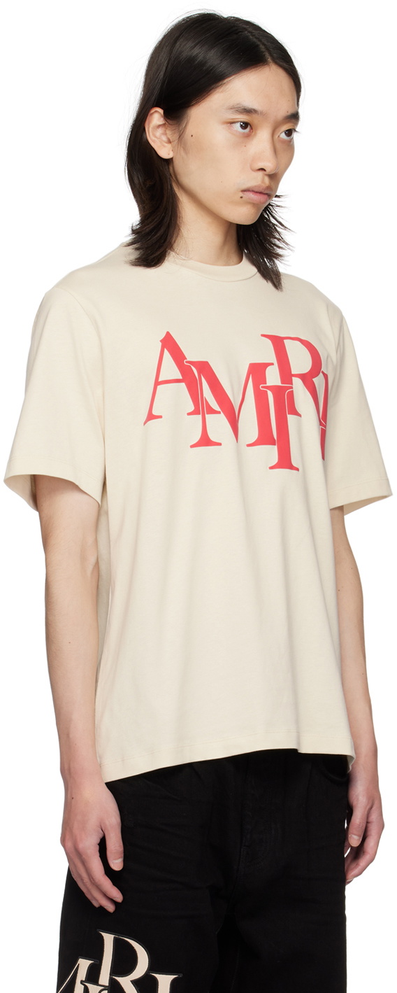 AMIRI Beige Amiri Staggered T-Shirt Amiri AMIRI Beige Amiri Staggered T-Shirt Amiri