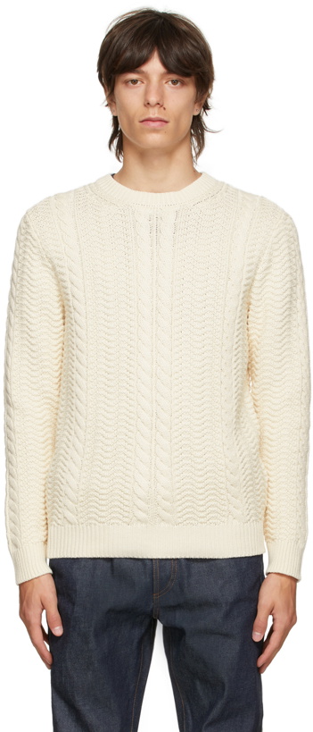 Photo: A.P.C. Off-White Cable Knit Clay Sweater