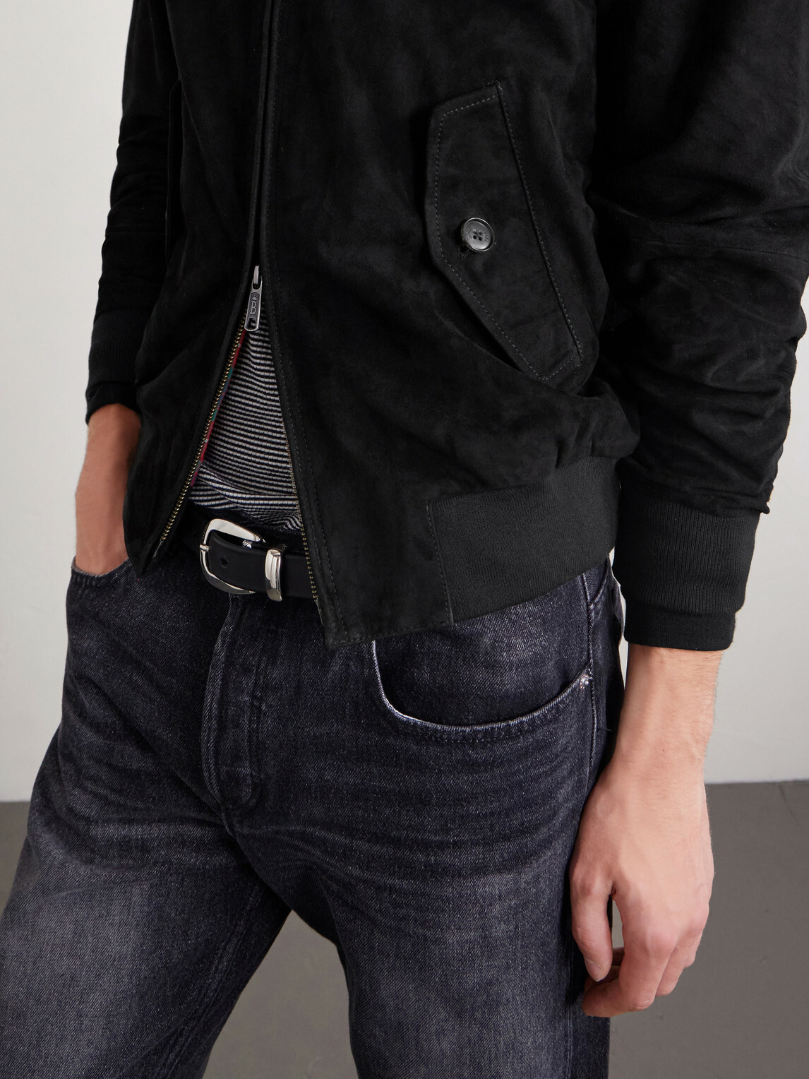 Baracuta - G9 Suede Harrington Jacket - Black