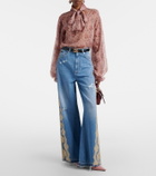 Dolce&Gabbana Lace-trimmed wide-leg jeans